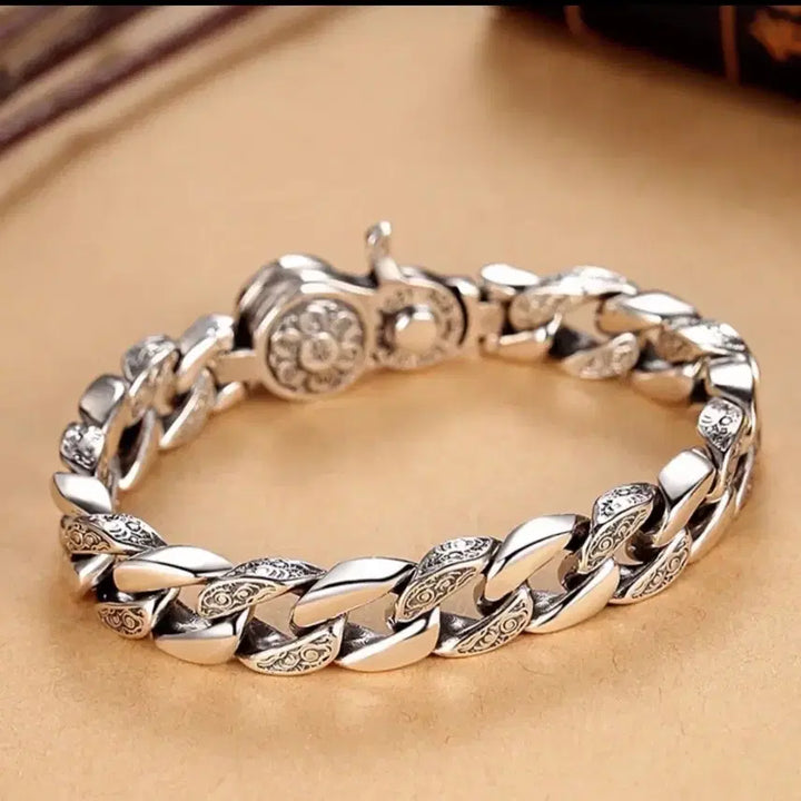 [BUNJANG] Silver Chain Bracelet 20cm / 6자진언 돌임 십자금강 실버  체인 팔찌 남성20cm