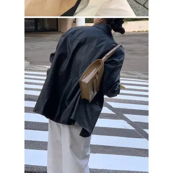 [BUNJANG] HowToLoveMe Owen Half Leather Jacket / 하우투러브미 오웬 하프 레더 자켓