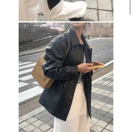 [BUNJANG] HowToLoveMe Owen Half Leather Jacket / 하우투러브미 오웬 하프 레더 자켓