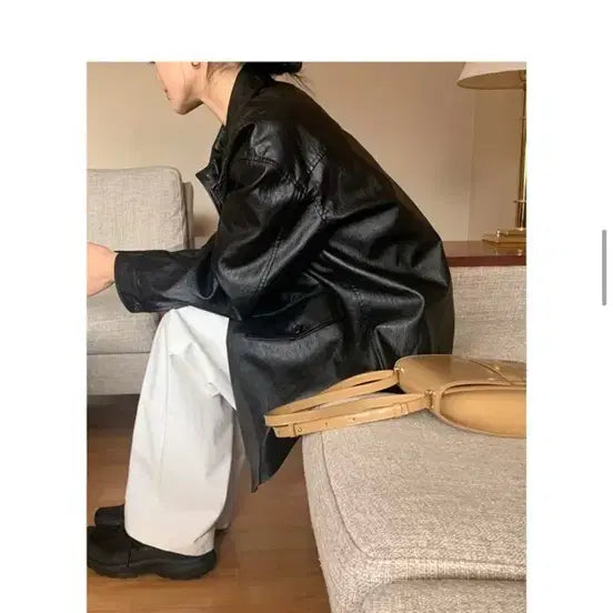 [BUNJANG] HowToLoveMe Owen Half Leather Jacket / 하우투러브미 오웬 하프 레더 자켓