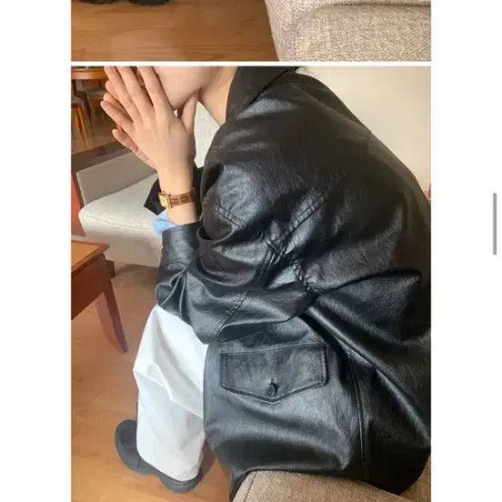 [BUNJANG] HowToLoveMe Owen Half Leather Jacket / 하우투러브미 오웬 하프 레더 자켓