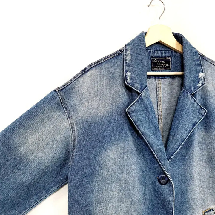 [BUNJANG] Private Distroyed Denim Jacket L / +프리베이트 디스트로이드 데님자켓 Y683