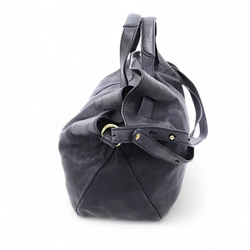 [BUNJANG] Andrea Mabiani Shrink Leather Tote Bag Dark Grey Navy / 안드레아 마비아니 가죽 토트백 포터 장인가죽