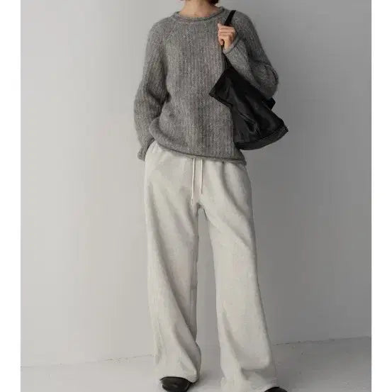 [BUNJANG] Facade Pattern Alpaca Boat Neck Knit Sweater / 파사드패턴 알파카 보트넥 니트