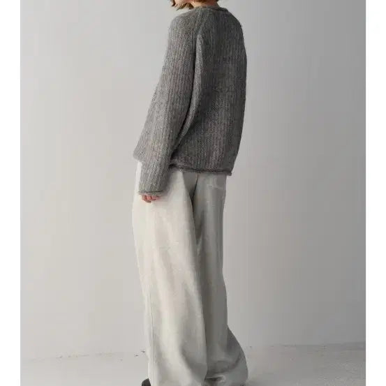 [BUNJANG] Facade Pattern Alpaca Boat Neck Knit Sweater / 파사드패턴 알파카 보트넥 니트