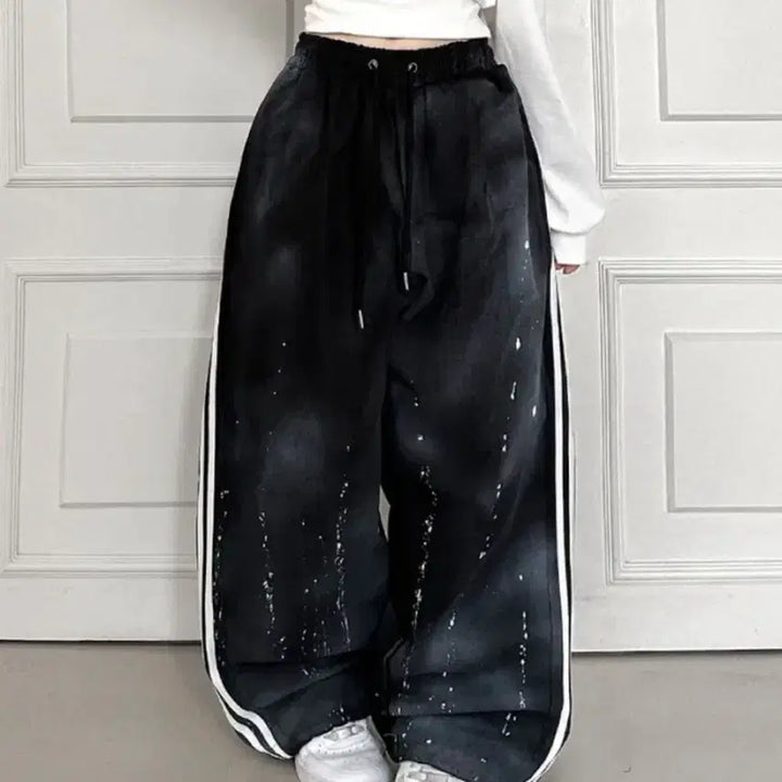 [BUNJANG] Vintage Denim Wide Balloon Pants / 마지막 가격 / 데님 와이드 펜츠 벌룬핏 / 페인팅 바지 빈티지