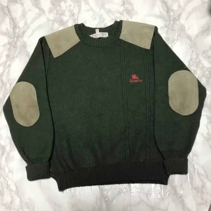 [BUNJANG] Burberry Lambswool Knit Sweater / 버버리 니트 딥카키 램스울 라운드