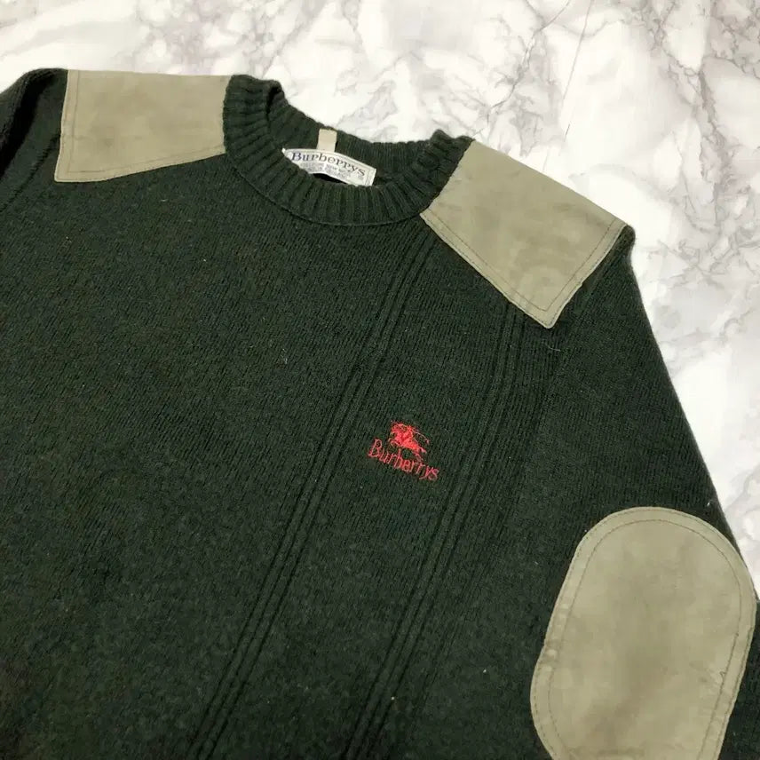 [BUNJANG] Burberry Lambswool Knit Sweater / 버버리 니트 딥카키 램스울 라운드