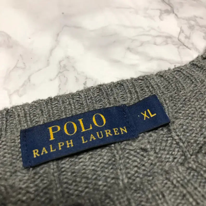 [BUNJANG] Polo Ralph Lauren Cable Knit Sweater / 폴로 랄프로렌 꽈배기 니트 거의새거 남성용