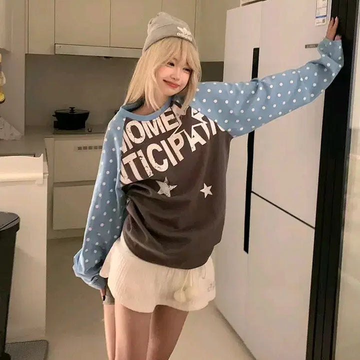 [BUNJANG] Y2K Star Print Raglan Long Sleeve T-shirt / y2k 맨투맨 나그랑 별 프린팅 긴팔티셔츠 와투케 하이틴룩 키치룩