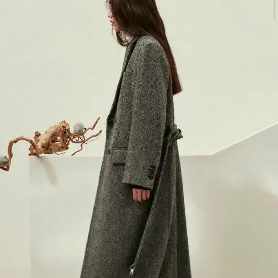 [BUNJANG] WMM Studio Herringbone Long Coat / WMM 스튜디오 헤링본 롱 코트