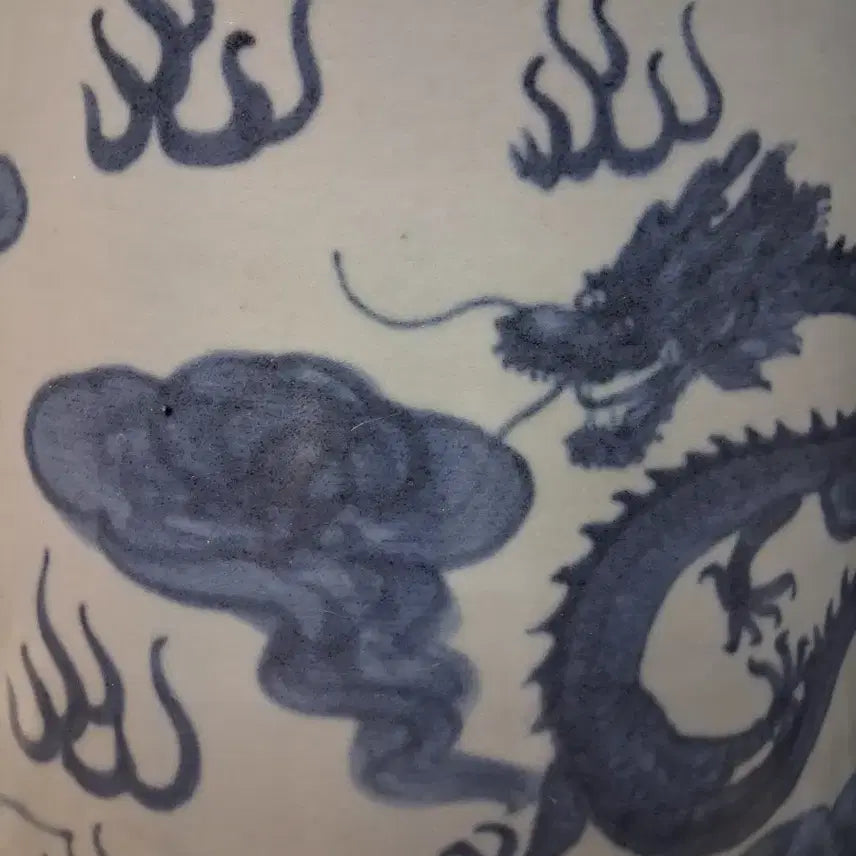 [BUNJANG] Chinese Celadon Porcelain Dragon Motif Vase / 골동중국도자기  청화백자