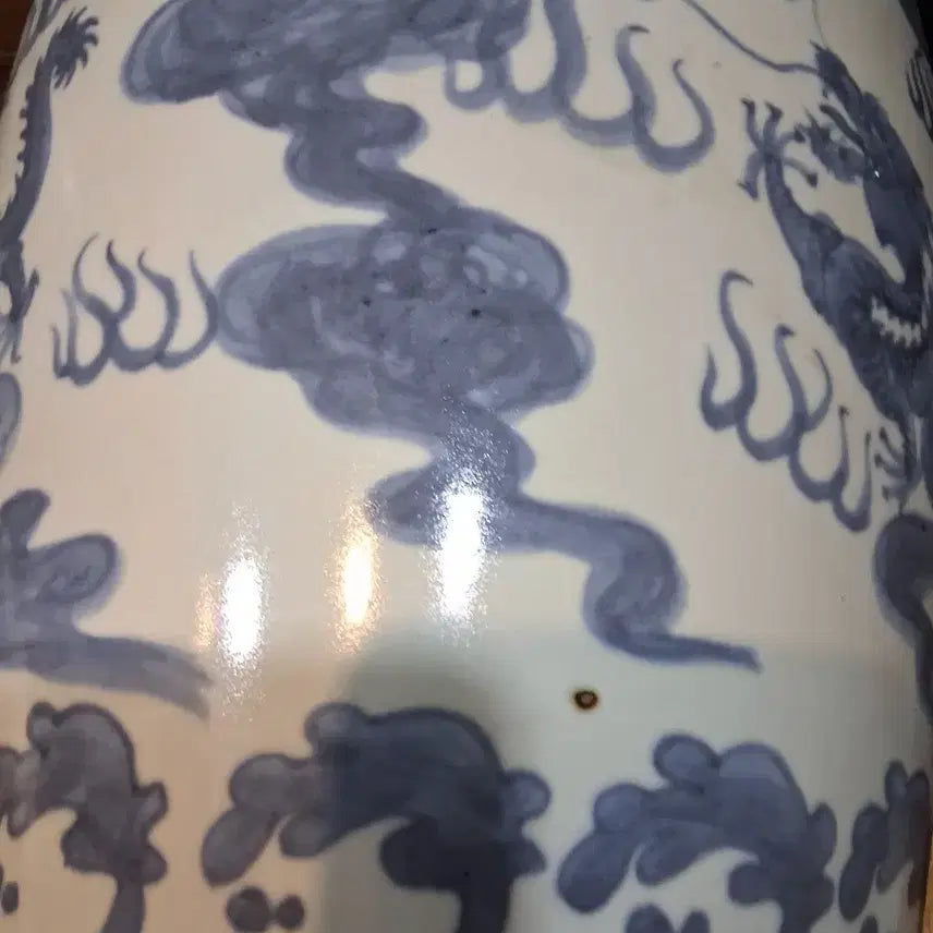 [BUNJANG] Chinese Celadon Porcelain Dragon Motif Vase / 골동중국도자기  청화백자