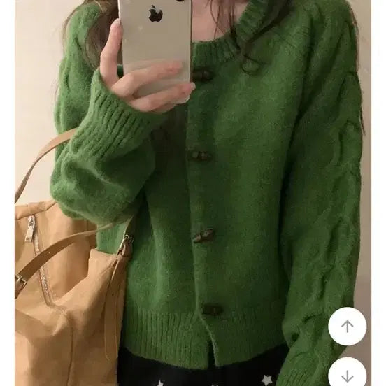[BUNJANG] Twisted Knit Duffle Cardigan / 꽈배기 더플 가디건