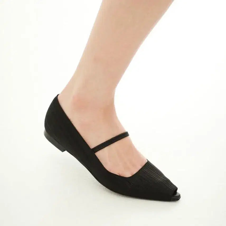 [BUNJANG] LEEMELS Black Open Toe Flats / 레멜 LEMELS WRINKLE OPEN TOE BLACK