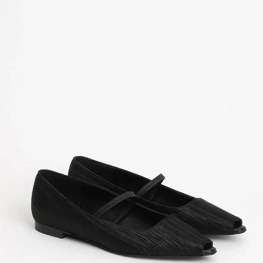 [BUNJANG] LEEMELS Black Open Toe Flats / 레멜 LEMELS WRINKLE OPEN TOE BLACK