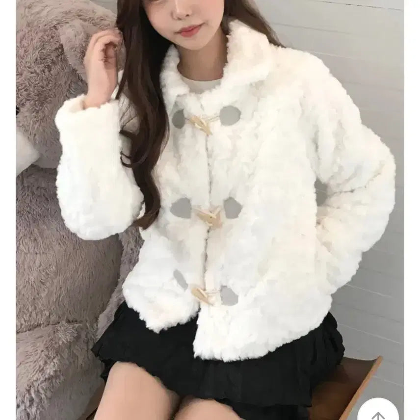 [BUNJANG] White Mink Ddukbokki Fur Jacket / 화이트 밍크 떡볶이 퍼 자켓