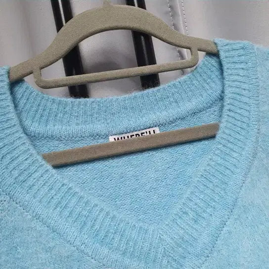 [BUNJANG] Where V-Neck Cotton Candy Knit / 웨얼 브이넥 솜사탕 니트