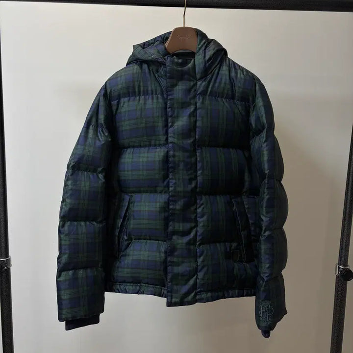 [BUNJANG] Beanpole Jeans Tartan Check Duck Down Hooded Padded Jacket / 빈폴 진스 타탄체크 블랙와치 덕다운 후드 패딩