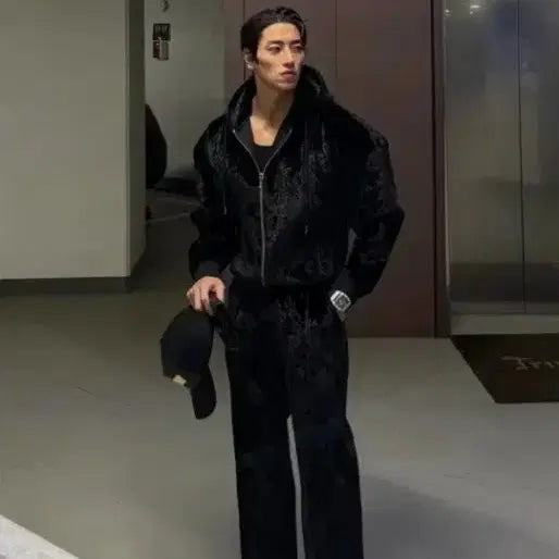 [BUNJANG] Rapinato Velvet Training Set Black / 라피나토 벨벳 트레이닝 셋업 블랙 상의 52 하의 52 사이즈 (새상품)