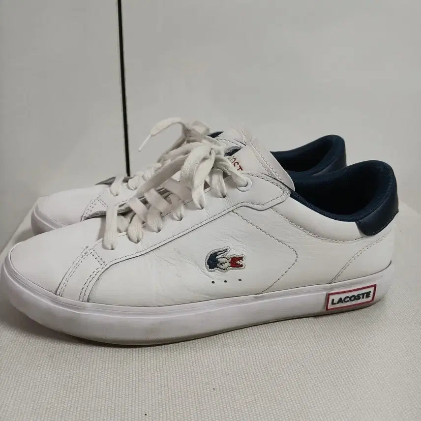 [BUNJANG] Lacoste Powercourt Leather White Sneakers / 라코스테 파워코트 레더 흰색 스니커즈