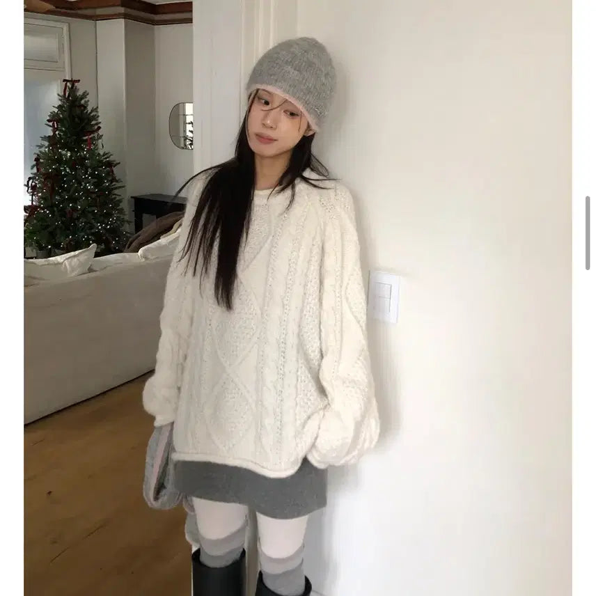 [BUNJANG] Rit Kim Frosty Textured Knit Sweater / 릿킴 니트 아이보리 FROSTY TEXTURED KNIT