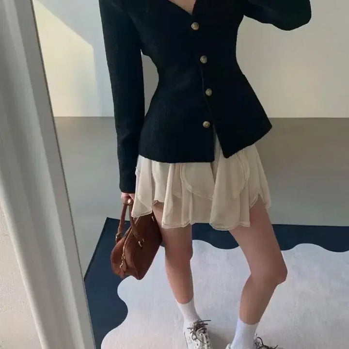 [BUNJANG] Day Off Me V-Neck Slim Tweed Dress / <오늘만3/15이가격>[데이오프미/르브엘] 라인 브이넥 슬림 트위드