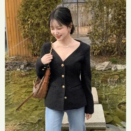[BUNJANG] Day Off Me V-Neck Slim Tweed Dress / <오늘만3/15이가격>[데이오프미/르브엘] 라인 브이넥 슬림 트위드