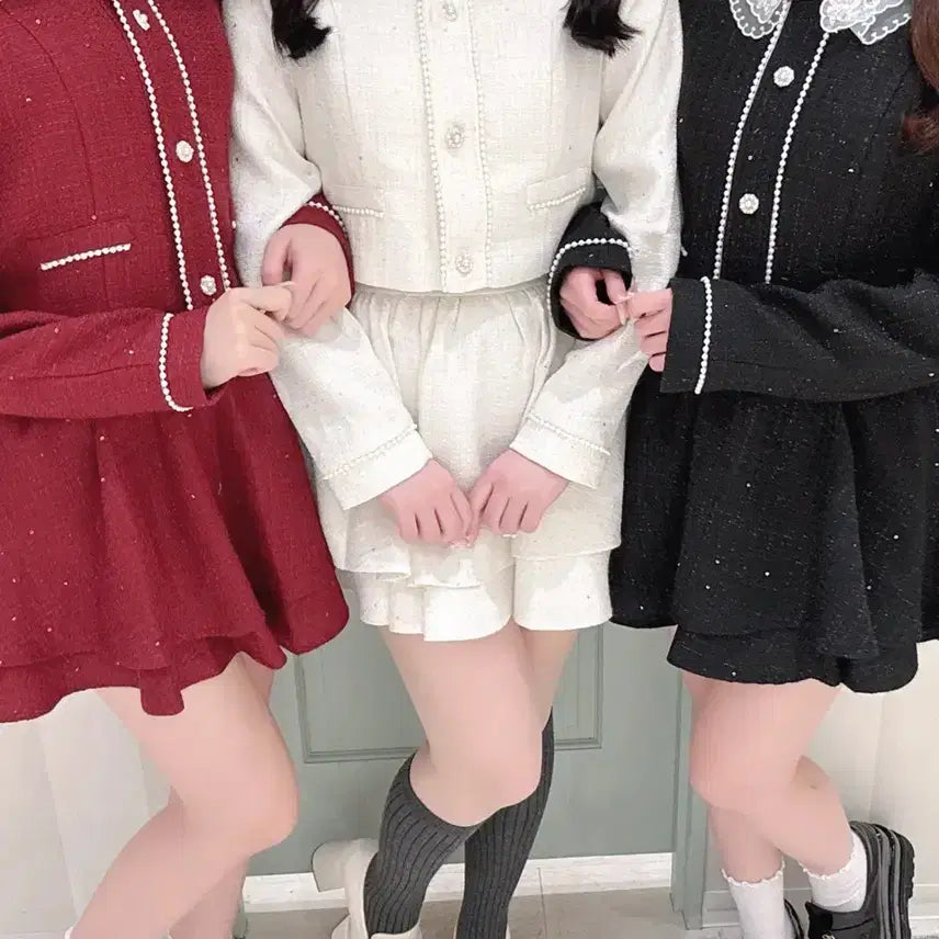 [BUNJANG] Evelyn Tweed Set / 에블린 evelyn 카라 비쥬 트위드 셋업