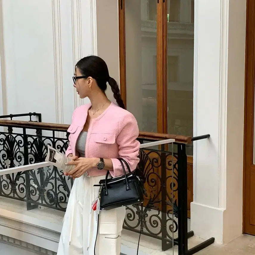 [BUNJANG] LE VECITY Tweed Jacket - Black / [레브시티] (새상품) 지퍼 포켓 트위드 자켓 블랙