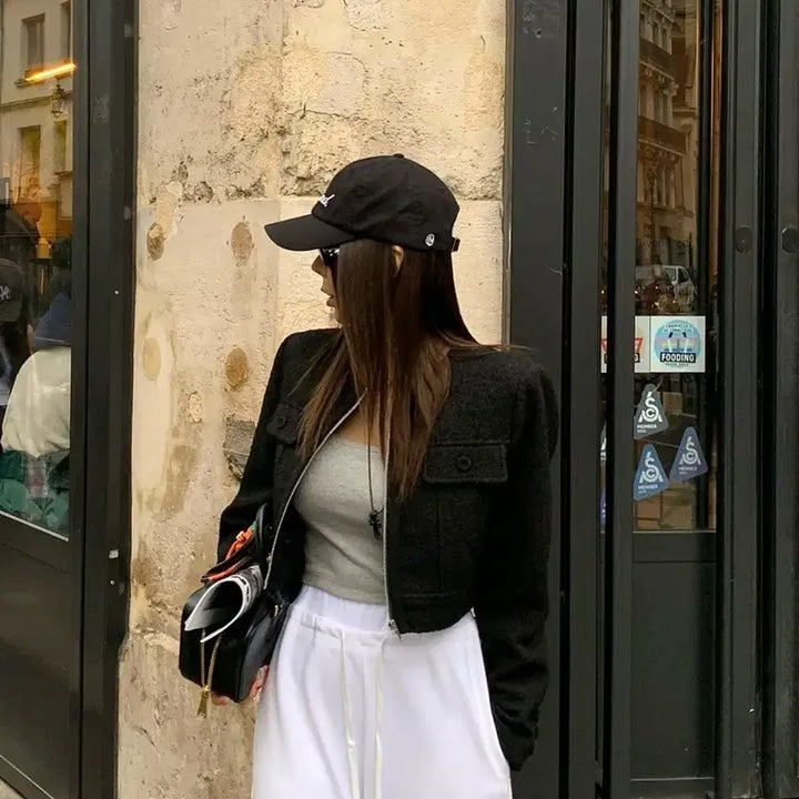 [BUNJANG] LE VECITY Tweed Jacket - Black / [레브시티] (새상품) 지퍼 포켓 트위드 자켓 블랙