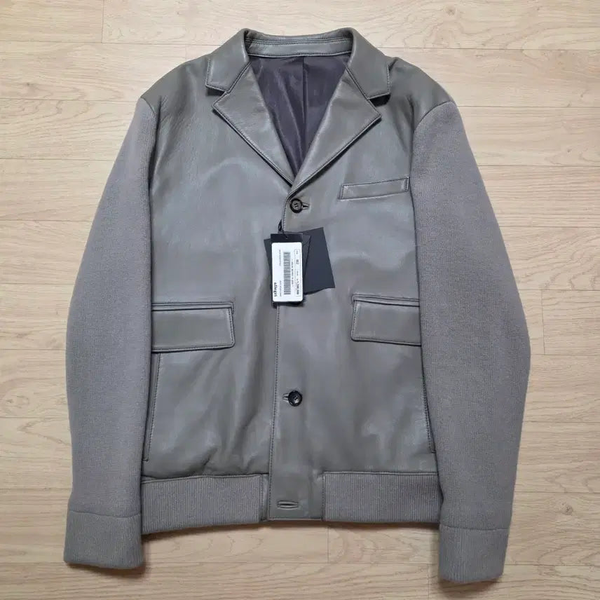 [SOLD OUT] 알레그리 프리미엄 레더 니트 점퍼 52 105  정가 120만원 아이보리