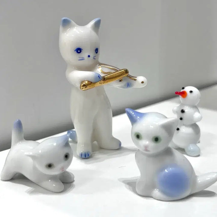 [BUNJANG] Vintage Porcelain and Glass Animal Figurines / 도자기,유리소품 빈티지 소품 고양이 도자기 고슴도치