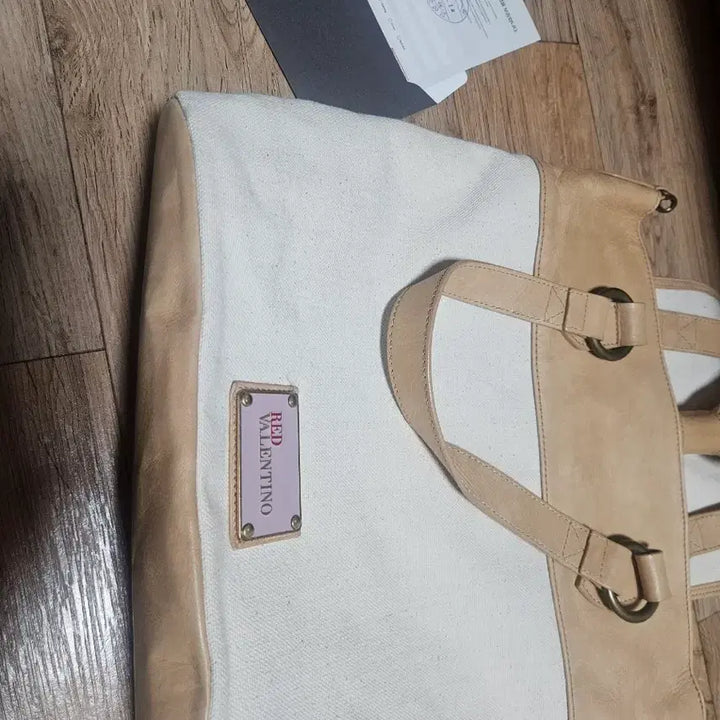 [BUNJANG] Red Valentino Canvas Leather Tote Bag / 레드발렌티노 캔버스 토트백 새상품급 / 사용X / 컨디션S급 / 보증서O
