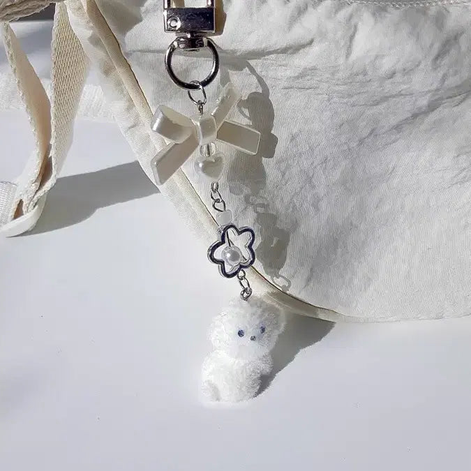 [BUNJANG] Fluffy Puppy Bead Keychain / 뽀송뽀송 강아지 비즈키링