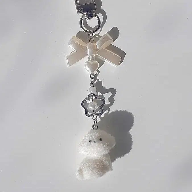 [BUNJANG] Fluffy Puppy Bead Keychain / 뽀송뽀송 강아지 비즈키링