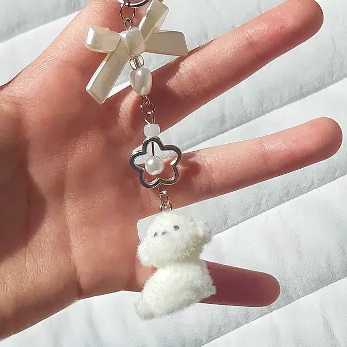 [BUNJANG] Fluffy Puppy Bead Keychain / 뽀송뽀송 강아지 비즈키링