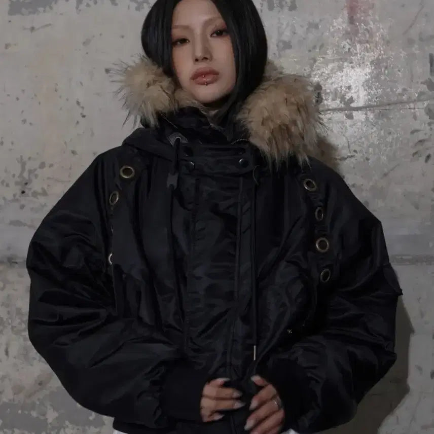 [BUNJANG] ILY:1 Minju Aillet MA-1 Jacket / (새상품) 팬시클럽 아일렛 퍼 MA-1 블랙 아일릿 민주