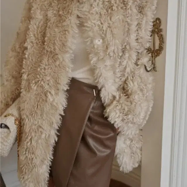 [BUNJANG] Lovemin Puppy Fur Jacket Beige / 러브민 퍼피 퍼자켓