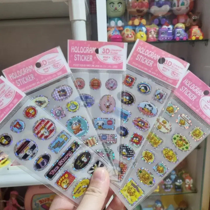 [BUNJANG] Character Hologram Sticker Bundle Set / 고전문구)캐릭터 홀로그램 스티커 일괄