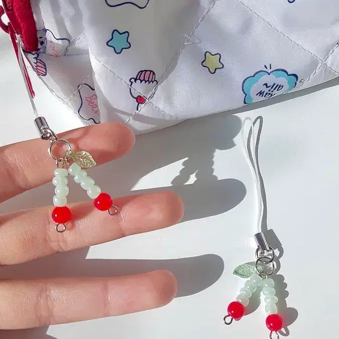 [BUNJANG] Cherry Bead Keychain (1+1) / 미니 체리 비즈키링(1+1)