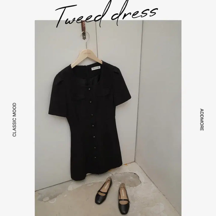 [BUNJANG] Edmore Tweed Mini Dress Black (Size S) / 에드모어 트위드 반팔 미니 원피스 블랙S 결혼식 하객룩 지그재그