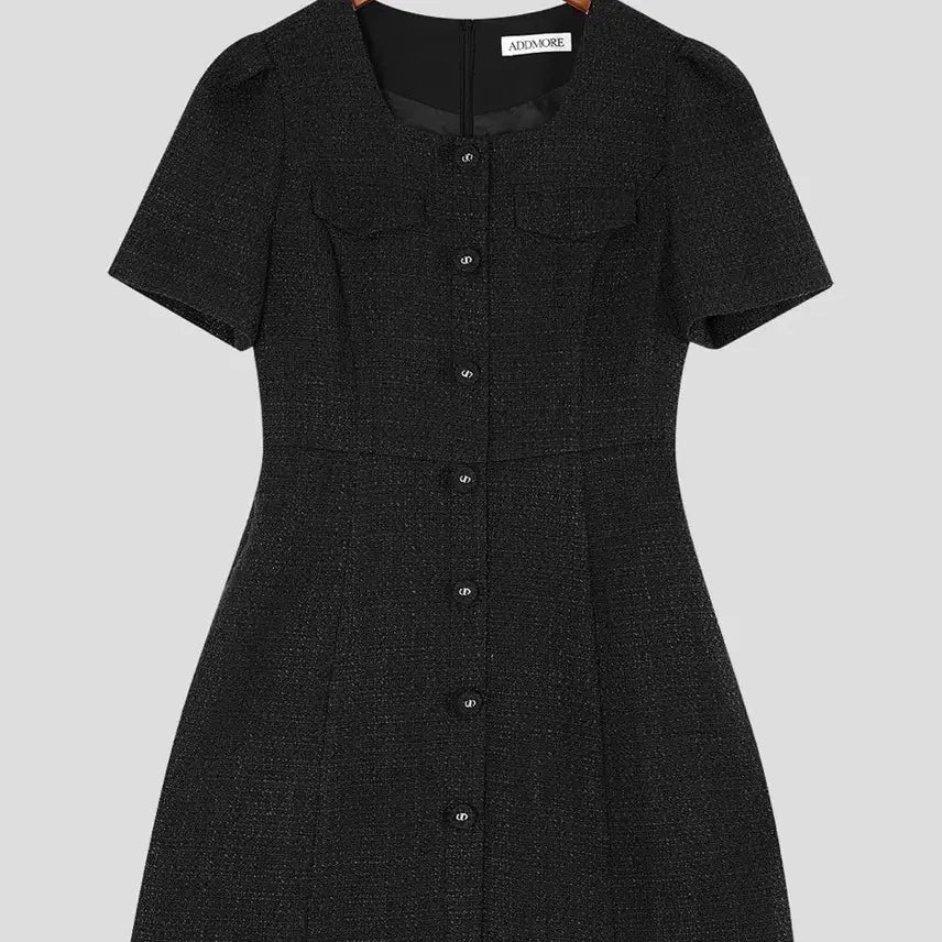 [BUNJANG] Edmore Tweed Mini Dress Black (Size S) / 에드모어 트위드 반팔 미니 원피스 블랙S 결혼식 하객룩 지그재그