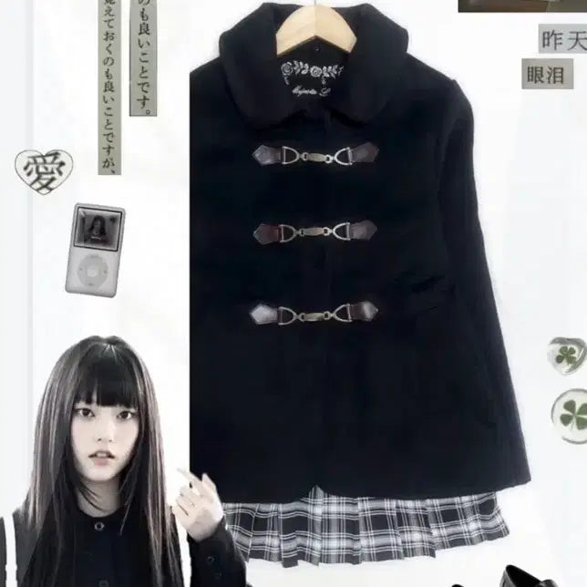 [BUNJANG] Hyein Vintage Black Short Coat Pin / (하루만) 블러빈티지 해린깔 블랙 숏코트 사와코깔세실맥비깔미소녀핀터