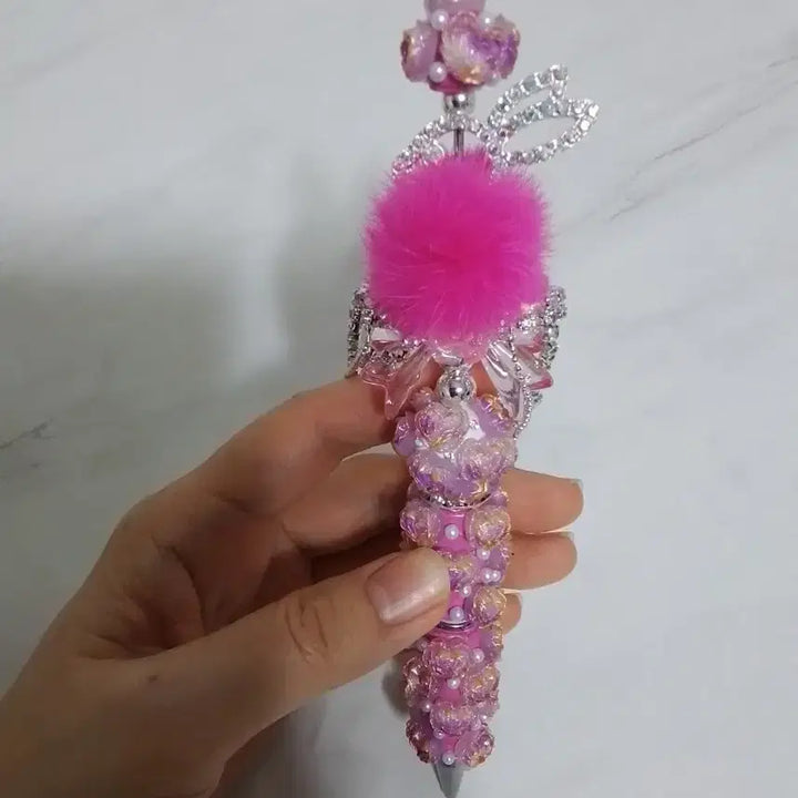 [BUNJANG] Handmade Rose Rabbit Fur Ballpoint Pen / 데코 장미 토끼털볼펜 / 수제  야광 볼펜