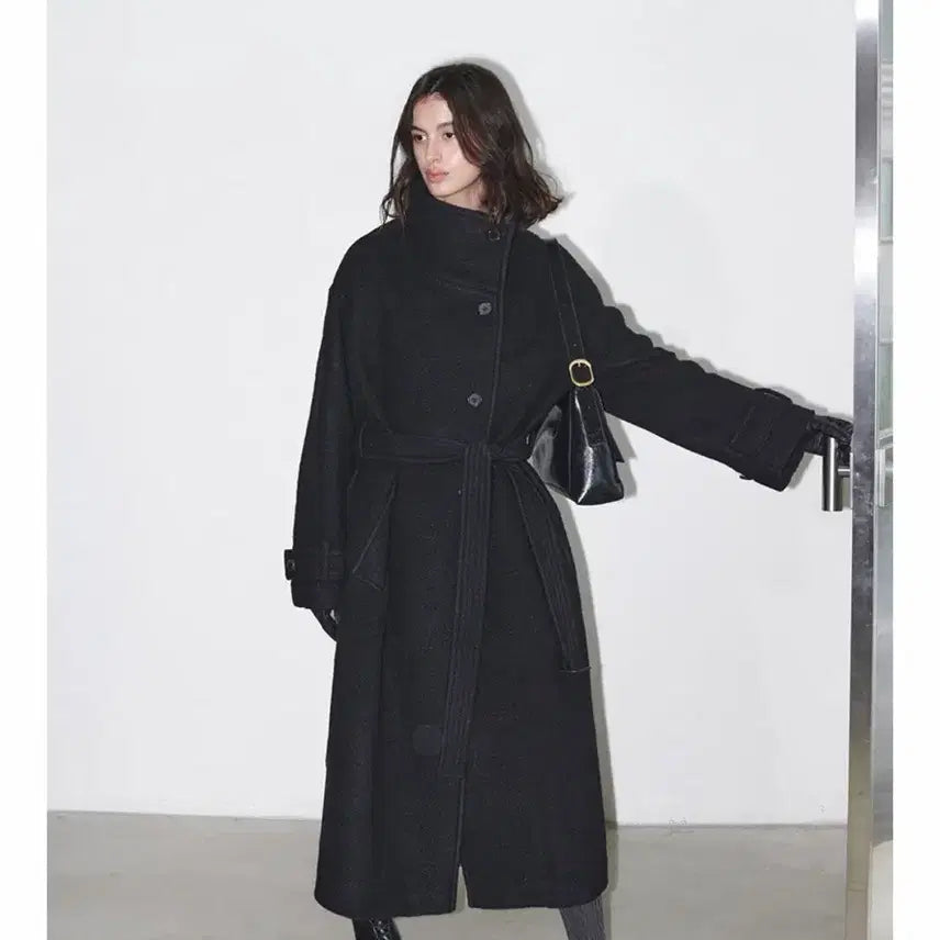 [BUNJANG] Le Louvre High Neck Long Coat Black / 루에브르 하이넥 롱코트 블랙