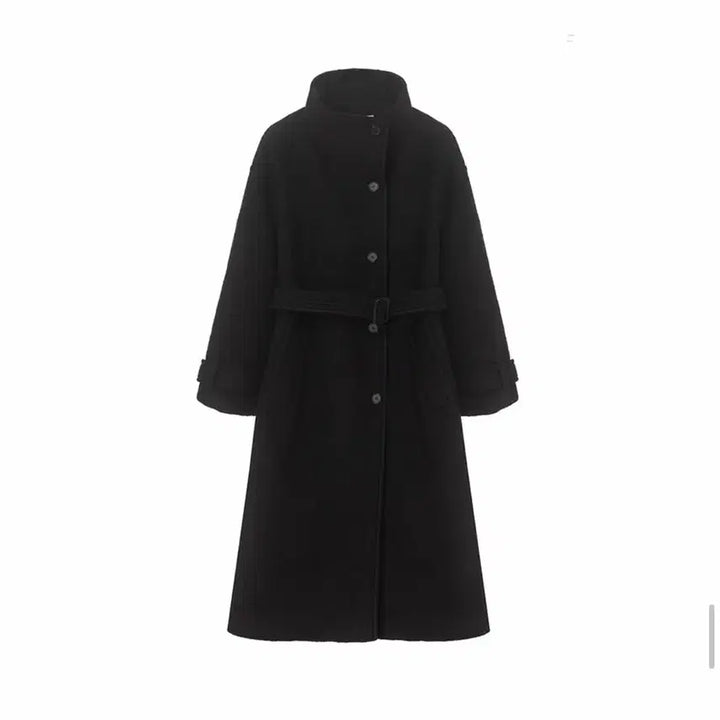 [BUNJANG] Le Louvre High Neck Long Coat Black / 루에브르 하이넥 롱코트 블랙