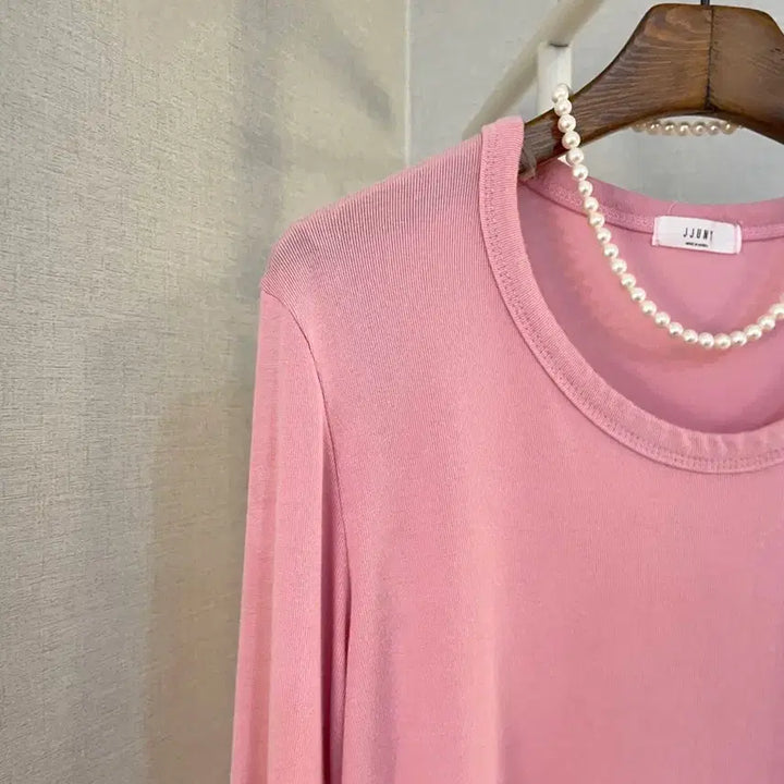 [BUNJANG] Basic Layered Round Neck Loose Fit Pink T-shirt / 면긴팔 여자레이어드 라운드넥루즈핏 기본이너핑크 긴팔티