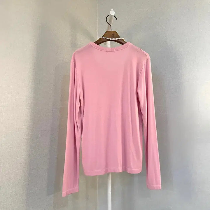 [BUNJANG] Basic Layered Round Neck Loose Fit Pink T-shirt / 면긴팔 여자레이어드 라운드넥루즈핏 기본이너핑크 긴팔티