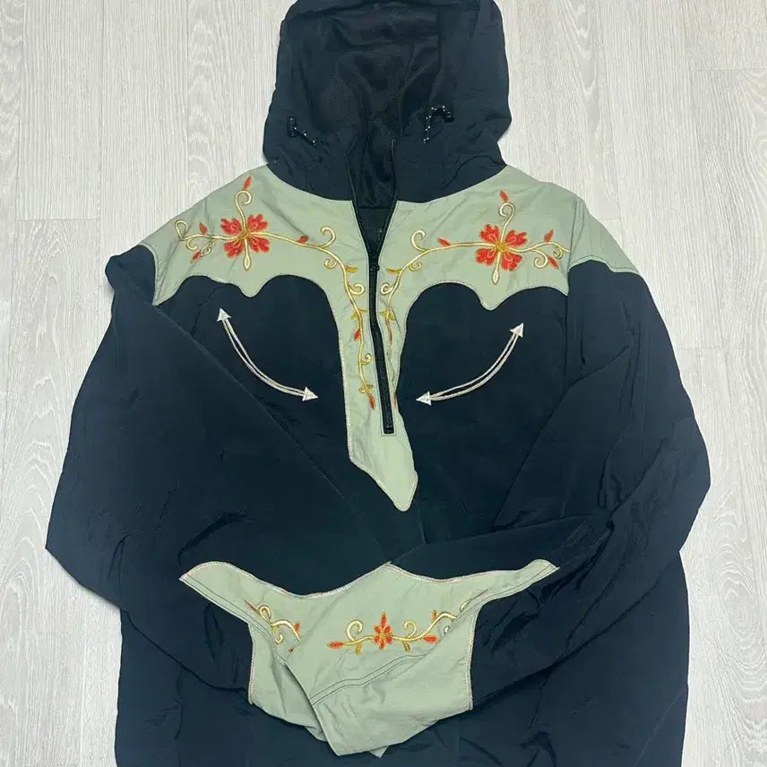 [BUNJANG] Capital Tennessee Cactus Flower Parka Black/Mint / 캐피탈 테네시 캑터스 플라워 파카 블랙/민트